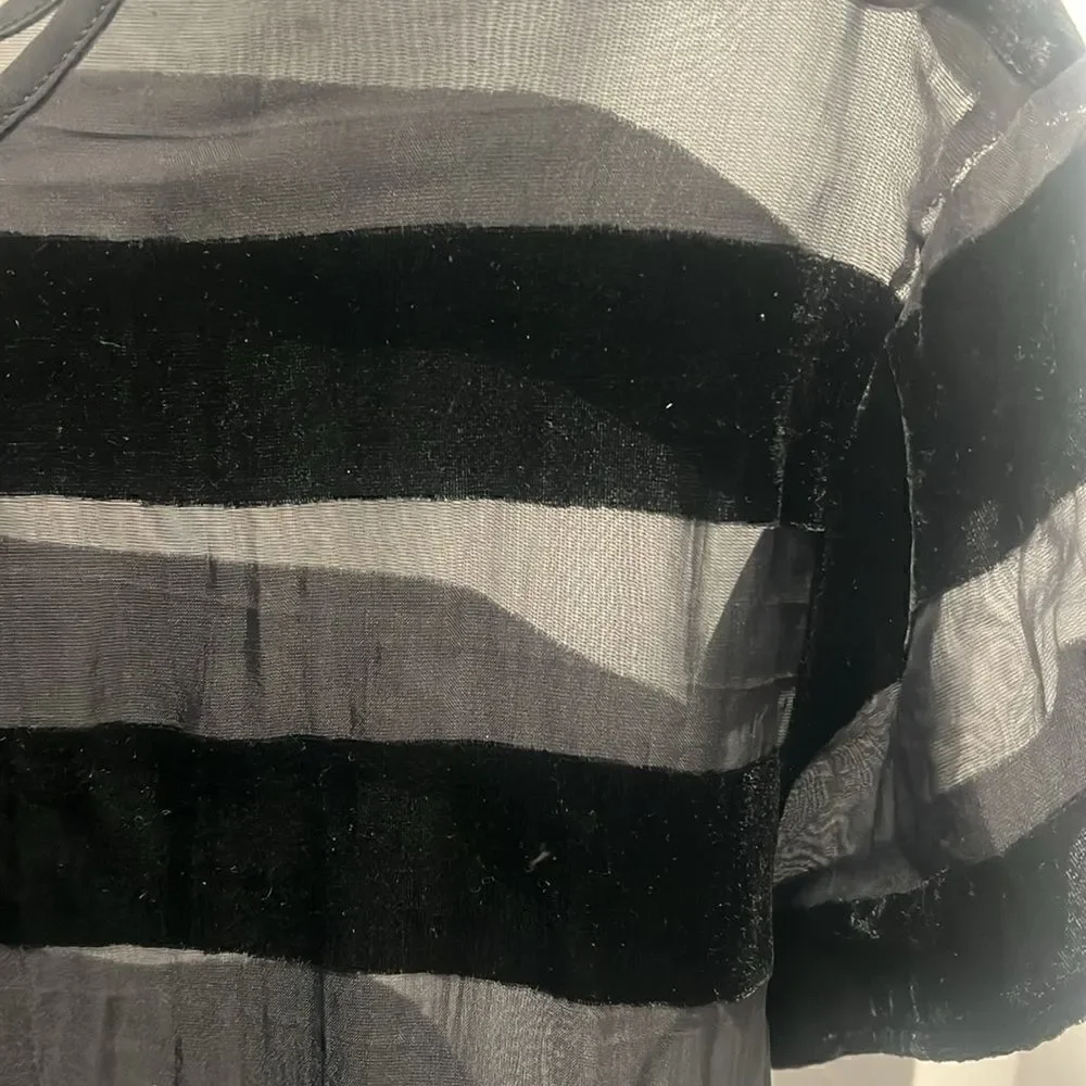 Striped Top - Black Velvet and See Thru VENUS Top - NEVER WORN - Size XS